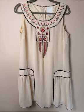 Anna Sui for Anthropologie Hiawatha Drop Waist Embroidered Dress Size 8